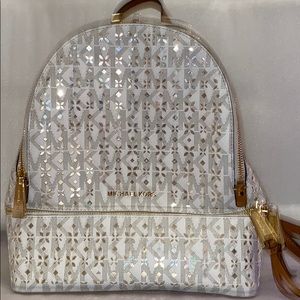 Michael Kors white and silver Backpack